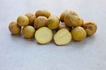 Raw fresh organic potatoes, Tiny potatoes