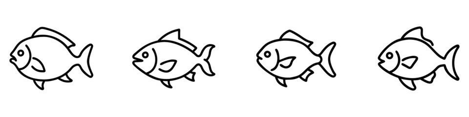 pacu icon, fish line art, fish vector - simple black line art icon of pacu perfect for logos, and fish-themed designs.