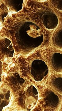 Intricate details of microscopic structures in a biological sample under magnification