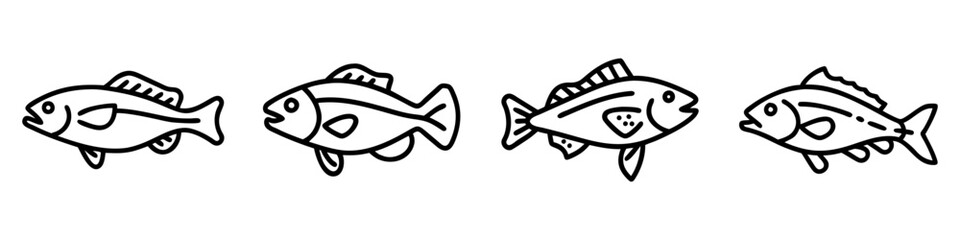 tilefish icon, fish line art, fish vector - simple black line art icon of tilefish perfect for logos, and fish-themed designs.