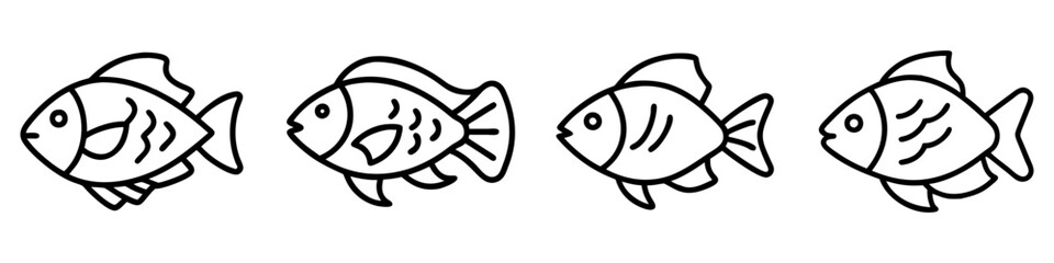 tilapia icon, fish line art, fish vector - simple black line art icon of tilapia perfect for logos, and fish-themed designs.