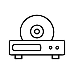 cd dvd player icon, electronics line art, electronics vector - simple black line art icon of cd dvd player perfect for logos, and electronics-themed designs.