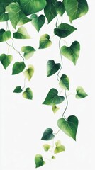 Obraz premium Green Leaves Cascade Gently Downward, a Botanical Beauty with Lush Foliage. Nature's Embrace.