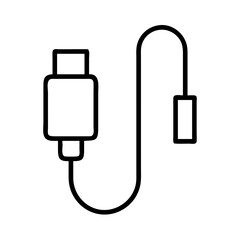 charging cable icon, electronics line art, electronics vector - simple black line art icon of charging cable perfect for logos, and electronics-themed designs.