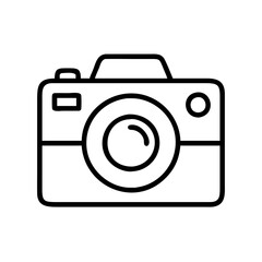 digital camera icon, electronics line art, electronics vector - simple black line art icon of digital camera perfect for logos, and electronics-themed designs.