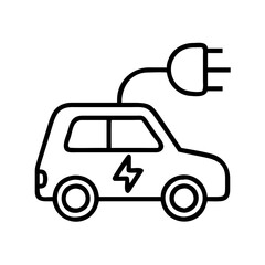electric car icon, electronics line art, electronics vector - simple black line art icon of electric car perfect for logos, and electronics-themed designs.