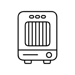 electric heater icon, electronics line art, electronics vector - simple black line art icon of electric heater perfect for logos, and electronics-themed designs.