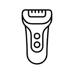 electric shaver icon, electronics line art, electronics vector - simple black line art icon of electric shaver perfect for logos, and electronics-themed designs.