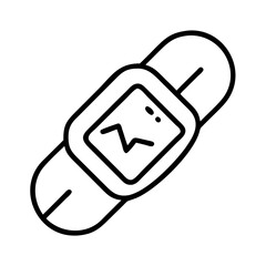fitness tracker icon, electronics line art, electronics vector - simple black line art icon of fitness tracker perfect for logos, and electronics-themed designs.