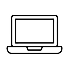 laptop icon, electronics line art, electronics vector - simple black line art icon of laptop perfect for logos, and electronics-themed designs.