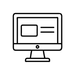 monitor screen icon, electronics line art, electronics vector - simple black line art icon of monitor screen perfect for logos, and electronics-themed designs.