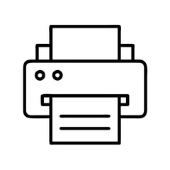printer icon, electronics line art, electronics vector - simple black line art icon of printer perfect for logos, and electronics-themed designs.