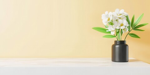 Fototapeta premium Elegant White Flowers in Simple Black Vase