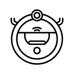robot vacuum icon, electronics line art, electronics vector - simple black line art icon of robot vacuum perfect for logos, and electronics-themed designs.