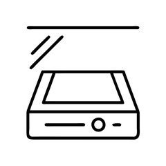 scanner icon, electronics line art, electronics vector - simple black line art icon of scanner perfect for logos, and electronics-themed designs.