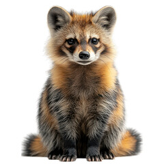 Fototapeta premium A realistic illustration of a sitting fox with a fluffy coat.