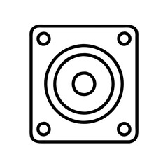 subwoofer icon, electronics line art, electronics vector - simple black line art icon of subwoofer perfect for logos, and electronics-themed designs.