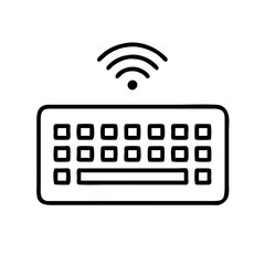 wireless keyboard icon, electronics line art, electronics vector - simple black line art icon of wireless keyboard perfect for logos, and electronics-themed designs.