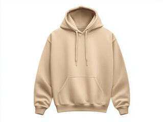Beige hoodie template. Hoodie sweatshirt long sleeve with clipping path, hoody for design mockup for print, isolated on white background