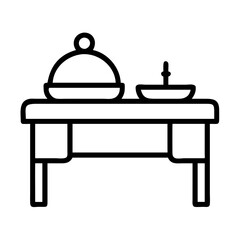 buffet table icon, furniture line art, furniture vector - simple black line art icon of buffet table perfect for logos, and furniture-themed designs.