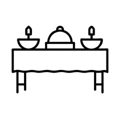 buffet table icon, furniture line art, furniture vector - simple black line art icon of buffet table perfect for logos, and furniture-themed designs.
