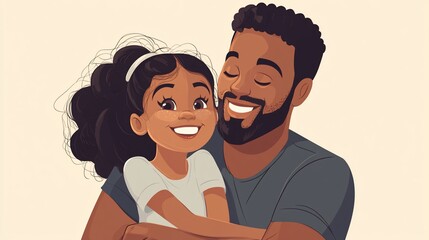 Happy Black father and daughter hugging.
