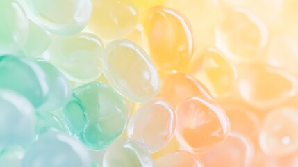 Vibrant Array of Colorful Jelly Beans in Soft Pastel Tones