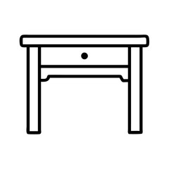 console table icon, furniture line art, furniture vector - simple black line art icon of console table perfect for logos, and furniture-themed designs.
