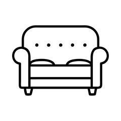 couch icon, furniture line art, furniture vector - simple black line art icon of couch perfect for logos, and furniture-themed designs.