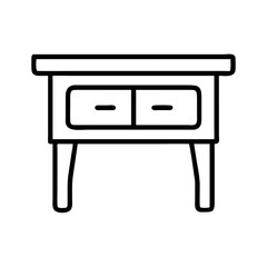 console table icon, furniture line art, furniture vector - simple black line art icon of console table perfect for logos, and furniture-themed designs.