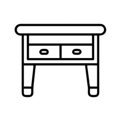 console table icon, furniture line art, furniture vector - simple black line art icon of console table perfect for logos, and furniture-themed designs.