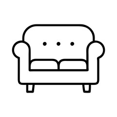 couch icon, furniture line art, furniture vector - simple black line art icon of couch perfect for logos, and furniture-themed designs.