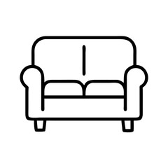 couch icon, furniture line art, furniture vector - simple black line art icon of couch perfect for logos, and furniture-themed designs.