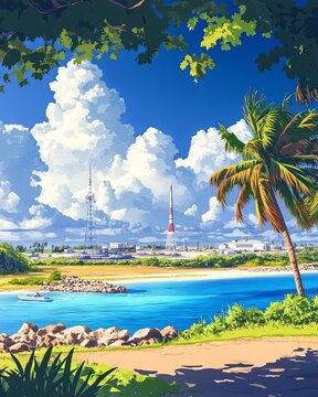Kwajalein Marshall islands Travel Poster Flat Illustration Print Decor Gift Canvas Wall Art Gift