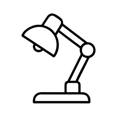 desk lamp icon, furniture line art, furniture vector - simple black line art icon of desk lamp perfect for logos, and furniture-themed designs.