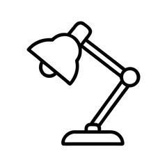 desk lamp icon, furniture line art, furniture vector - simple black line art icon of desk lamp perfect for logos, and furniture-themed designs.