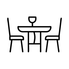dining set icon, furniture line art, furniture vector - simple black line art icon of dining set perfect for logos, and furniture-themed designs.