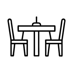 dining set icon, furniture line art, furniture vector - simple black line art icon of dining set perfect for logos, and furniture-themed designs.