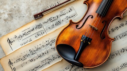 Fototapeta premium Violin and Sheet Music: A Classical Harmony