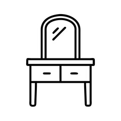 dressing table icon, furniture line art, furniture vector - simple black line art icon of dressing table perfect for logos, and furniture-themed designs.