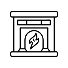 electric fireplace icon, furniture line art, furniture vector - simple black line art icon of electric fireplace perfect for logos, and furniture-themed designs.