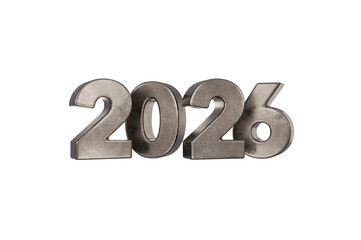 3D Illustration,  font 2026 background new year , Surface or metallic gray