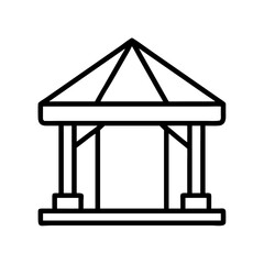 gazebo icon, furniture line art, furniture vector - simple black line art icon of gazebo perfect for logos, and furniture-themed designs.