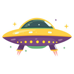 Ufo illustration yellow purple vector