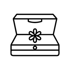 jewelry box icon, furniture line art, furniture vector - simple black line art icon of jewelry box perfect for logos, and furniture-themed designs.