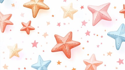 Pastel starfish pattern background.