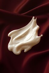 The delicate movement of the cream-colored liquid as it splashed onto the crimson background.