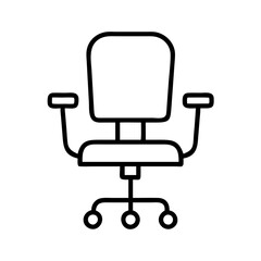 office chair icon, furniture line art, furniture vector - simple black line art icon of office chair perfect for logos, and furniture-themed designs.