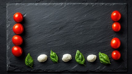 Obraz premium Preparing fresh caprese salad ingredients kitchen food photography rustic close-up culinary art