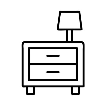 recommend clip art: nightstand icon, furniture line art, furniture vector - simple black line art icon of nightstand perfect for logos, and furniture-themed designs.